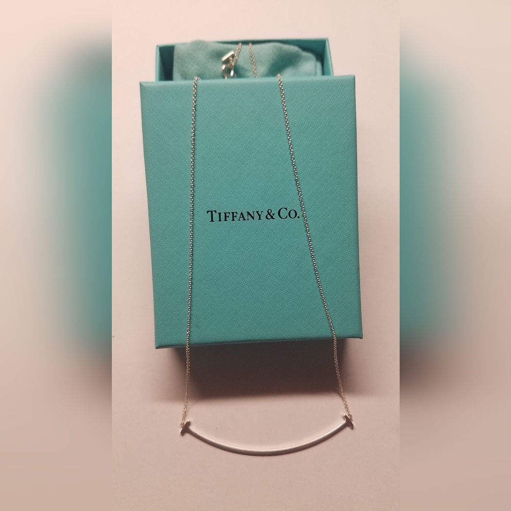 Authentic Tiffany Sterling Silver Large T Smile Pendant
